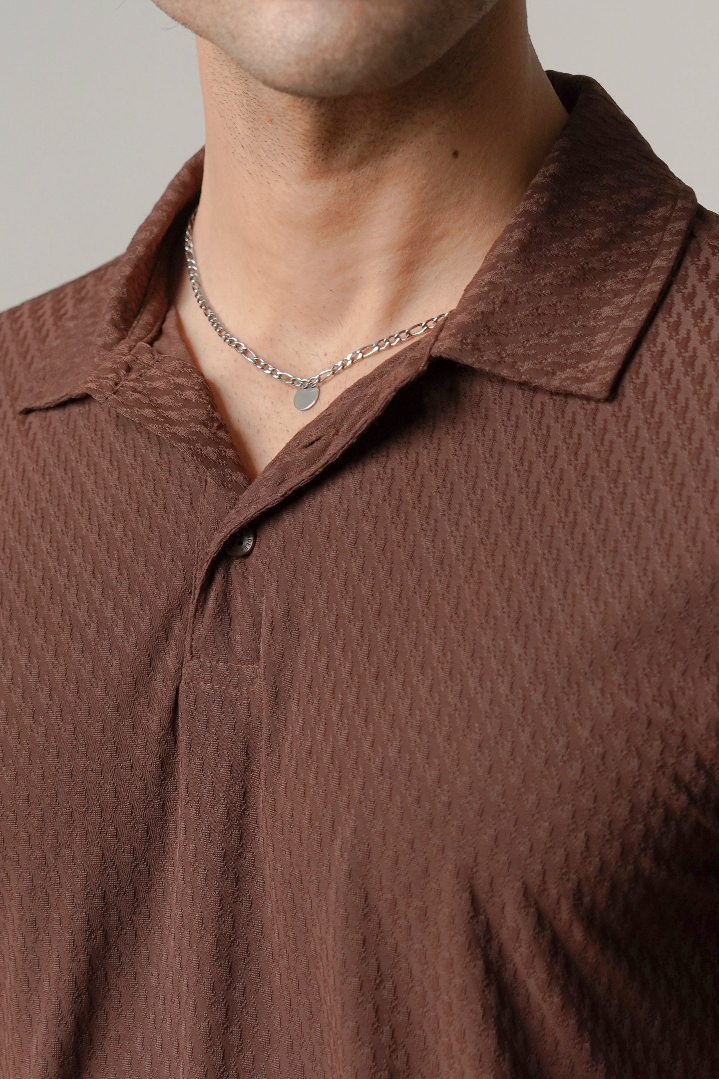 Colshirt Men's Classic Brown Textured Polo T-Shirt