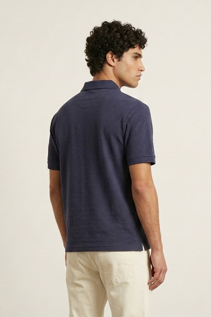 Colshirt Men's Classic Navy Textured Polo T-Shirt