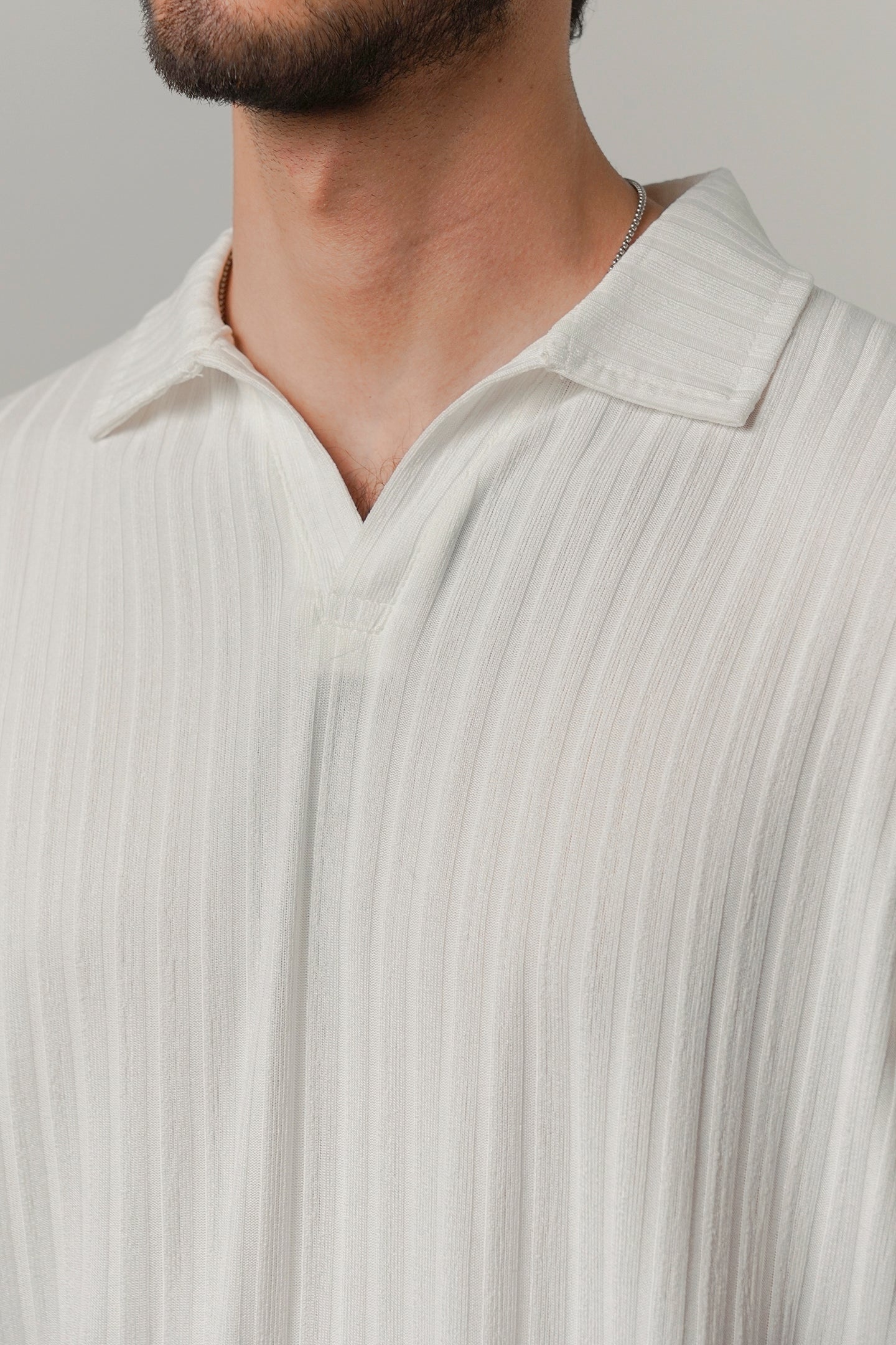 Colshirt Men's Classic White Ribbed Polo T-Shirt