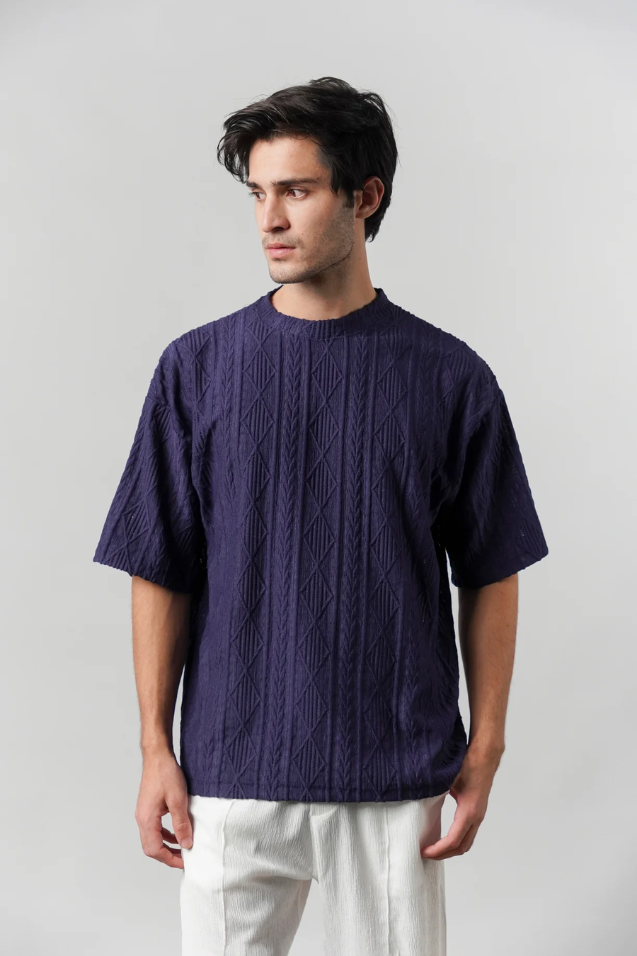 Colshirt Men's Navy Textured T-Shirt