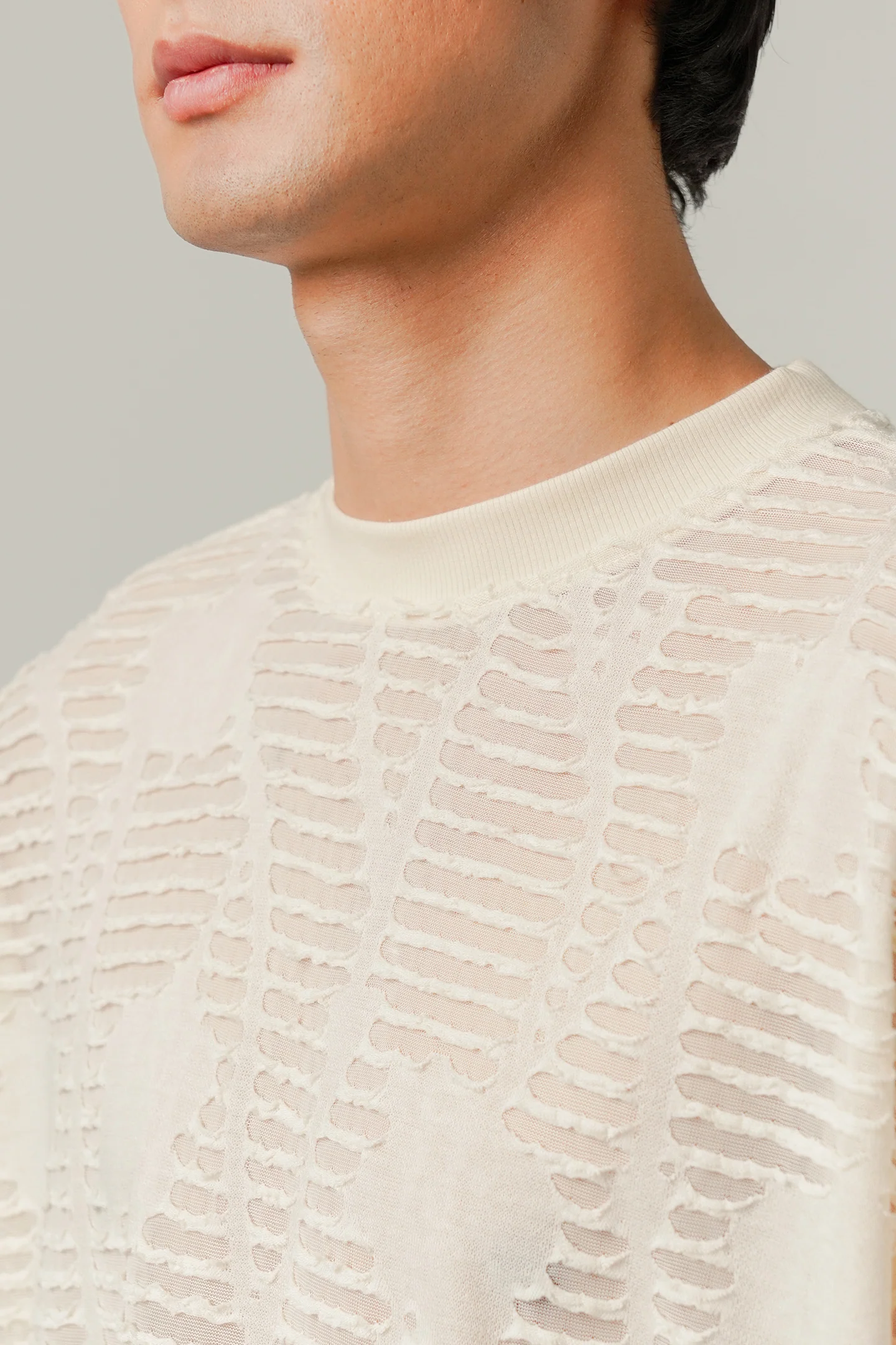 Colshirt Men's Off White Textured T-Shirt