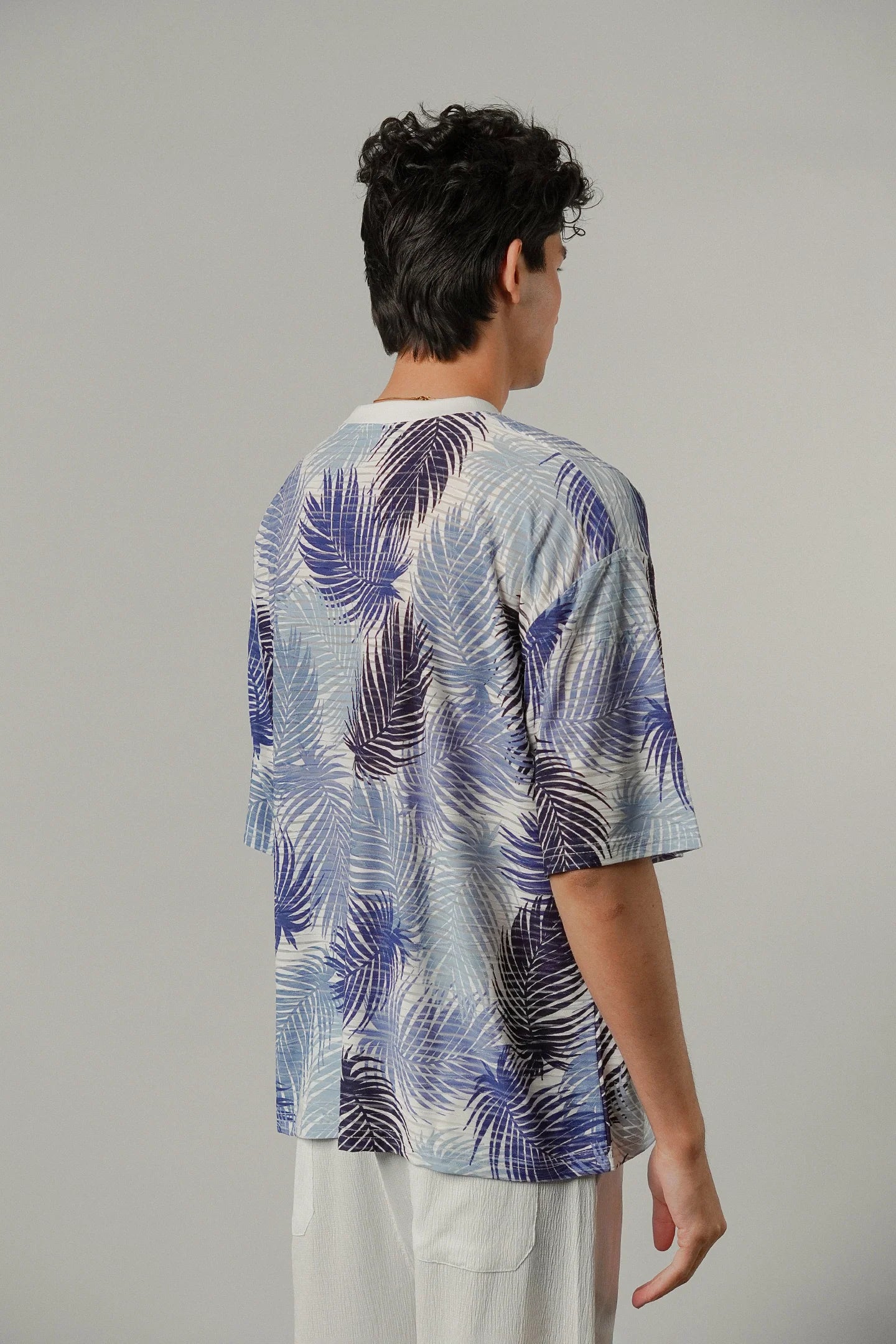 Colshirt Men's Blue Palm Print T-Shirt
